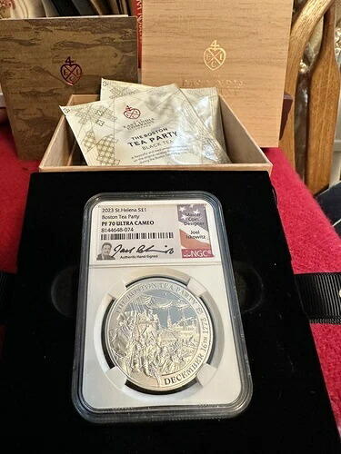 PF 70 ウルトラカメオ セントヘレナ ボストン茶会事件 1オンス 銀貨 NGC