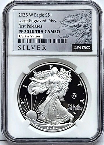 2025年製 レーザー刻印入り プライベートプルーフ シルバーイーグル NGC PF70 FR ALS