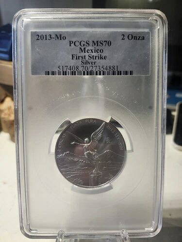 2013年 -Mo メキシコ Libertad 2オンス0.999 シルバー PCGS MS70 ファーストストライク- 65,945円