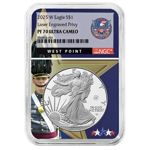 2025-W $1 1オンス プルーフ アメリカン シルバー イーグル レーザービーム プライベート NGC PF70UC ウェスト