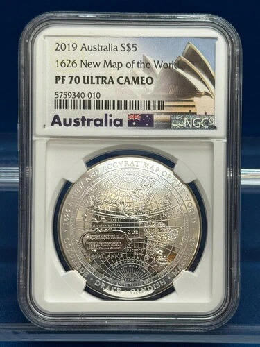 2019 オーストラリア $5 1626 代わり世界地図 NGC PF70 UC 1オンス シルバーコイン-｜WORLD RESOURCE【QUEEN店】