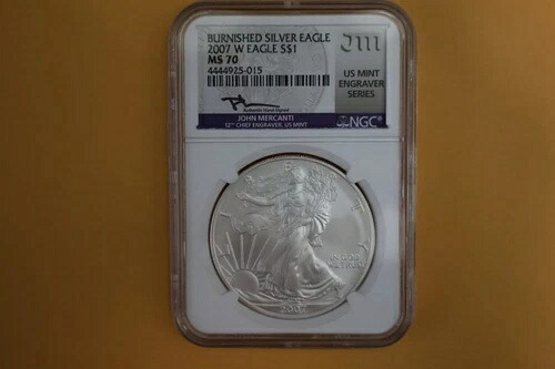 2007-W仕上げ アメリカンシルバーイーグル NGC MS70 ジョン・メルカンティ彫刻家シリーズ-