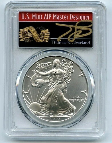 2019 $1 シルバーイーグル 1オンス PCGS MS70 FDOI 初回発行トーマス クリーブランド アローズ-