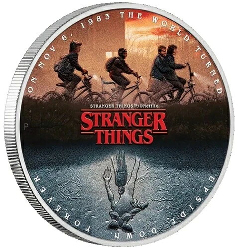 ストレンジャー・シングス ギフト 1オンス 999 純銀製カラーコイン 2026年 ツバル アップサイドダウン