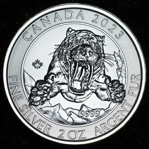 2023 カナダ サーベルトゥースキャット タイガー エリザベス 2oz 9999 ファインシルバー ラウンド C6315-