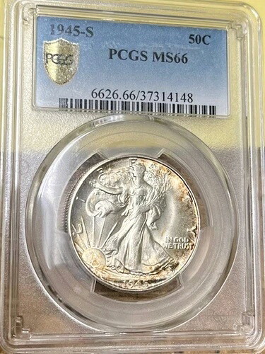 1945年 S ウォーキングハーフ MS 66 PCGS ゴールドシールド チェルシーレアコイン 69,575円