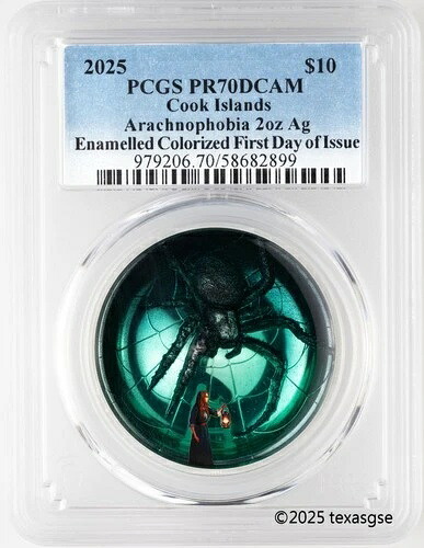 2025年 クック諸島 シルバー 2オンス $10 アラクノフォビア PCGS PR70 初回発行- 69,575円