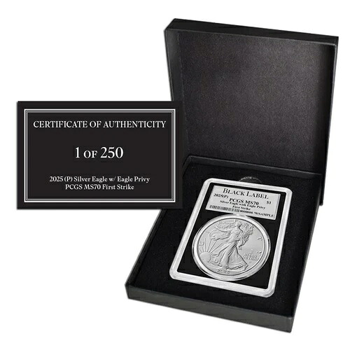 2025 (P) NGC シルバー イーグル プライビー MS70 ブラックラベル **250枚中1枚** COA MS-70