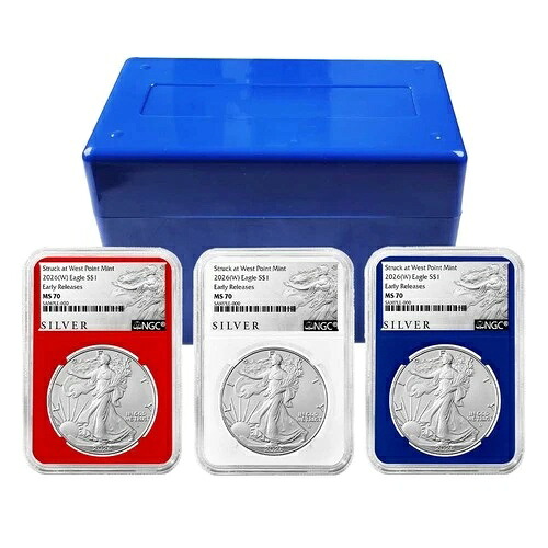 プレセール - 2026(W)$1 アメリカンシルバーイーグル3個セットNGC MS70 ER ALSラベルレッド-
