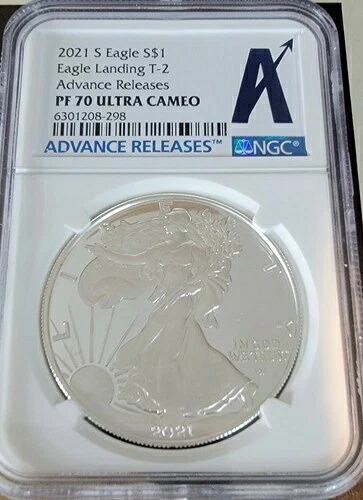 2021 S イーグル $1 イーグルランディング T-2 アドバンスリリース PF 70 ウルトラカメオ A ラベル NGC