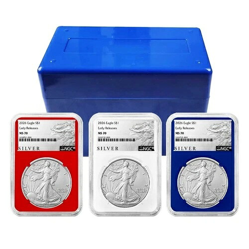 プレセール - 3個セット - 2026 $1 1オンス アメリカン シルバー イーグル NGC MS70 ER ALS ラベル