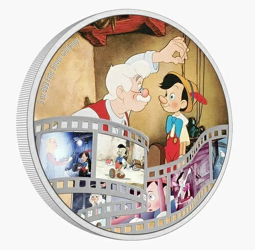 ディズニー・シネマ・マスターピーシズ ピノキオ 3オンス シルバーコイン