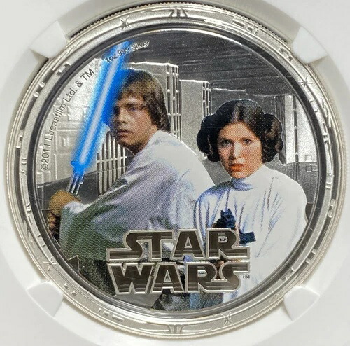 NGC PF70-UC 2011 $2 NIUE スターウォーズ ルークスカイウォーカー&レイア シルバー 1オンス 0.999 コイン-
