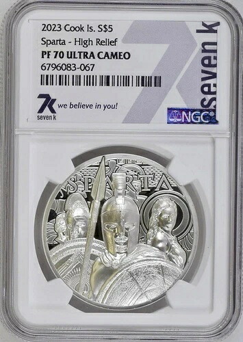 7k Metals 2023 スパルタ戦士 1オンス .999 シルバー クックアイランド NGC PF70 UC ミント 1500