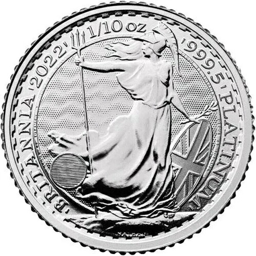 2022年 10ポンド イギリス 1/10オンス .9995 純プラチナ ブリタニアコイン BU - 在庫あり