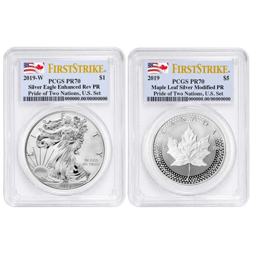2019年 プライド・オブ・ツー・ネーションズ 2ピースセット 米国製 PCGS PR70 FS デュアルフラッグラベル 72,600円