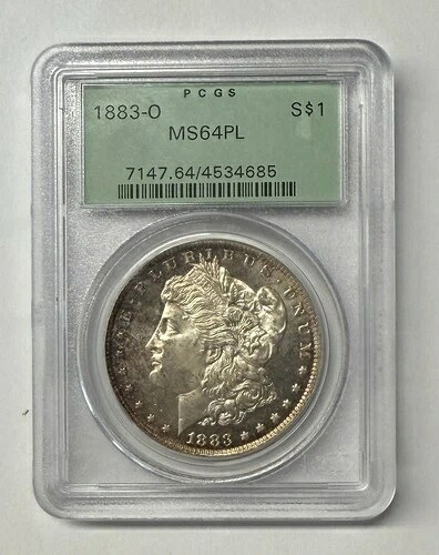 1883 O モルガン シルバー ダラー PCGS MS64 PL オールド グリーン ホルダー OGH
