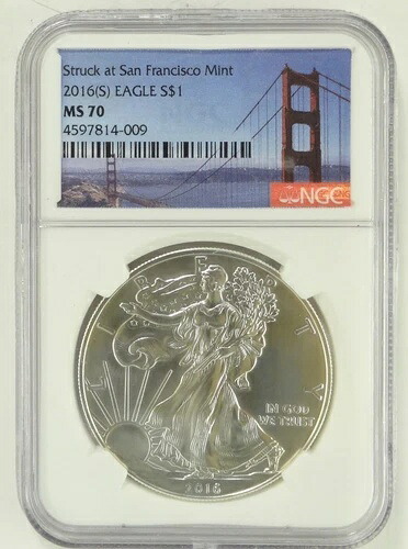 2016-S-シルバーイーグル $1 MS70 1オンス 純銀貨