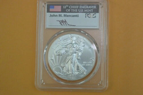 2016 W磨き シルバーイーグル PCGS SP70 ジョンメルカンティ FDI-スモールスポット-
