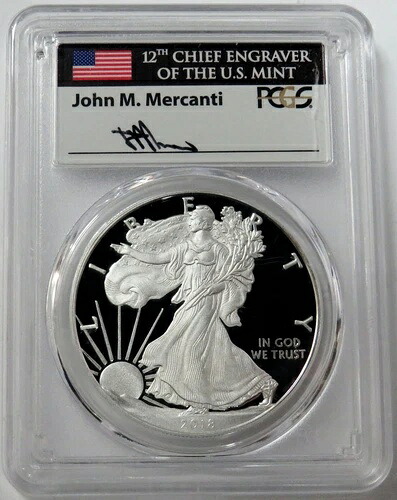 2018 W シルバー アメリカンイーグル メルカンティ PCGS PR70 DCAM ファーストストライク $1 プルーフ コイン-