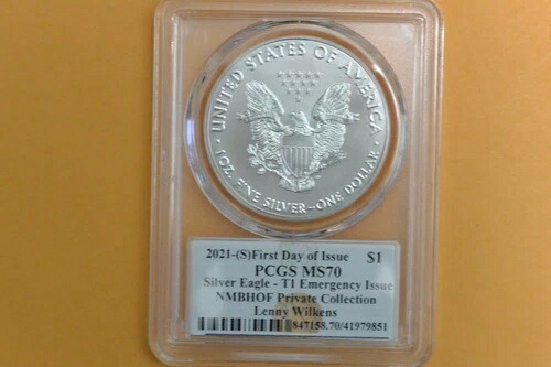 2021-(S) シルバー アメリカンイーグル $1 PCGS MS70 緊急 FDI レニー・ウィルケンス T1