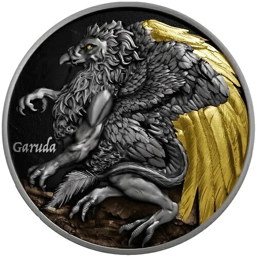 2025年 カメルーン ガルーダ 2オンス シルバー アンティーク 金色 UVコイン-｜WORLD RESOURCE【QUEEN店】
