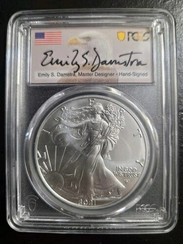 2021年 シルバーイーグルタイプ - 2PCGS MS70生産初回エミリーダムストラサイン入り -