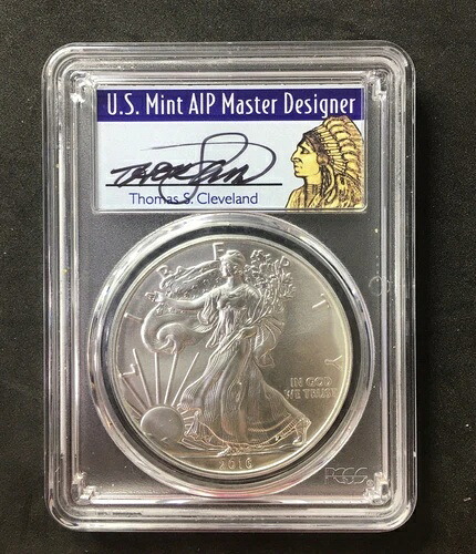 2016-W バーニッシュドシルバーイーグル PCGS SP70 発行初日 クリーブランドサイン｜WORLD RESOURCE【QUEEN店】