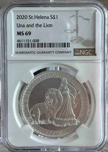2020年 セントヘレナ ウナとライオン 1オンス シルバーコイン NGC MS69-