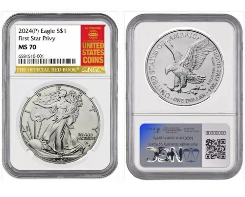 2024 (P) ASE ファーストスター プライベート NGC MS70 レア US コイン レッドブック ラベル-