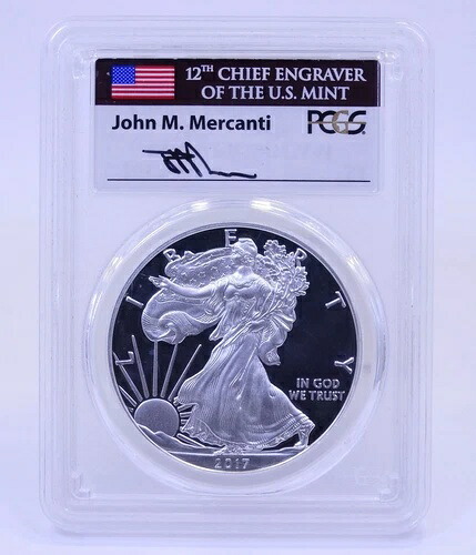 2017 S プルーフ シルバー アメリカンイーグル $1 PCGS PR70 DCAM Mercanti サイン入りラベル FDOI- 65,945円