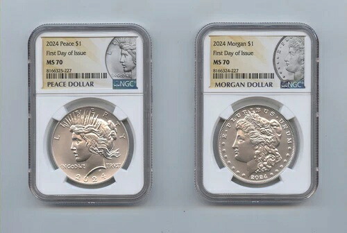 2024年ピース＆モルガン・ダラー $1 NGC MS70 発行初日