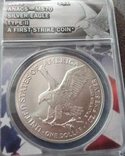 2021年 1オンス アメリカンシルバーイーグル タイプ2 ファーストストライク ANACS MS 70 72,600円