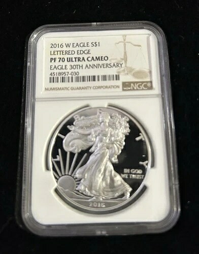 2016 W シルバー イーグル レタード エッジ NGC PF70 ウルトラ カメオ ブラウン ラベル。