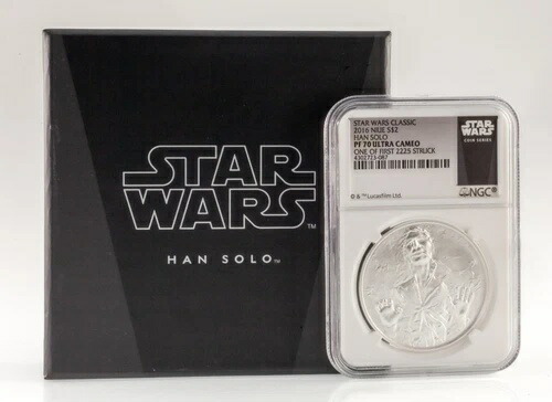 2016年 ニウエ S$2 スターウォーズ クラシック ハン・ソロ NGC PF70 ウルトラカメオ ボックス COA ファースト 2225