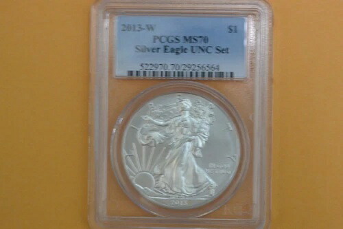2013年 W仕上げ磨き シルバーイーグル PCGS MS70 年間ドル UNC セット - スポット/トーニング -