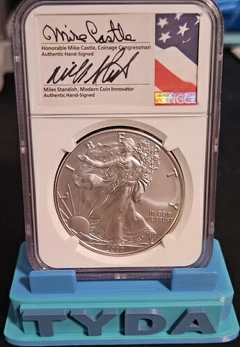 2020 W 1オンス バーニッシュド シルバー イーグル NGC MS70 FDI キャッスル スタンディッシュ サイン入り Pop 100