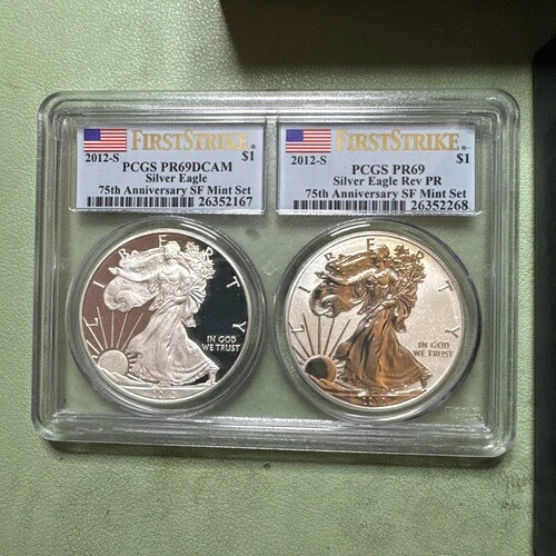2012 Sリバースプルーフ シルバーイーグル ファーストストライクセット PCGS PR69 レア ダブルスラブ-