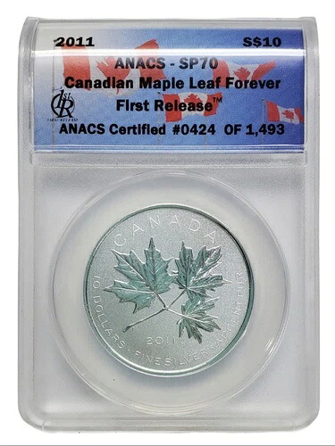 2011 カナダ $100.999 シルバー メープルリーフ フォーエバー ANACS SP 70 ファーストリリース pm0040-