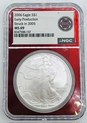 2006年シルバーイーグル1ドルNGC MS69、2005年初期生産 72,600円