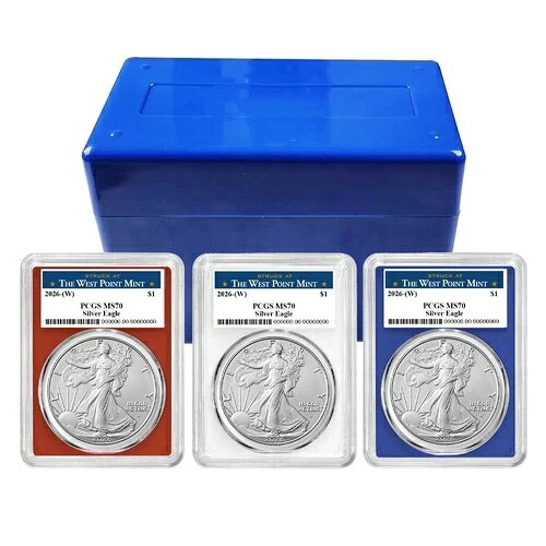 プレセール - 2026 (W) $1 アメリカン シルバー イーグル 3 ピース セット PCGS MS70 ウェストポイント ラベル 73,205円