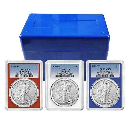 プレセール - 2026 (W) $1 アメリカン シルバー イーグル 3 ピース セット PCGS MS70 ブルー ラベル レッド