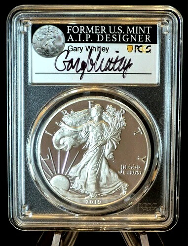 2019-S シルバー イーグル PCGS PR70DCAM FDOI ゲーリー・ホイットリー オート POP 130 1オンス0.999 シルバー-