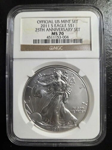 2011 S バーニッシュド シルバー イーグル NGC MS70 25周年記念セット ブラウンラベル
