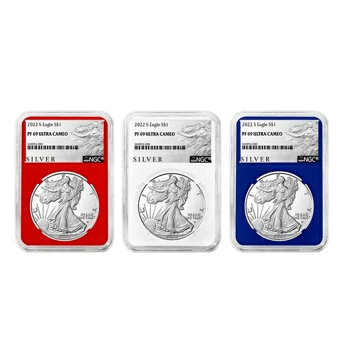 3個セット - 2022-S $1 1オンス プルーフ アメリカンシルバー イーグル NGC PF69UC ALS ラベル レッド-