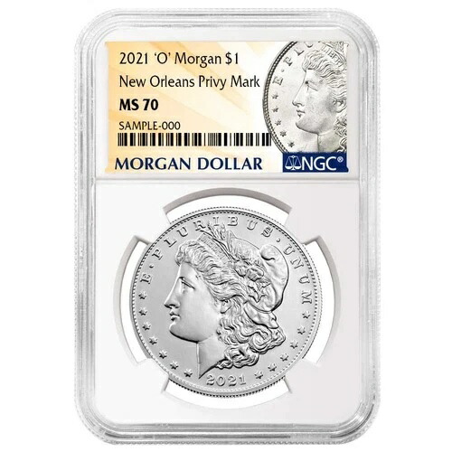 2021年 1ドル モルガン銀貨「O」プライベートマーク NGC MS70 モルガンラベル