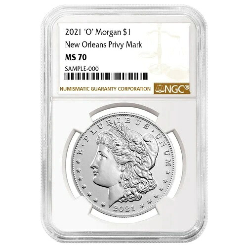 2021年 1ドル モルガン銀貨「O」プライベートマーク NGC MS70 ブラウンラベル