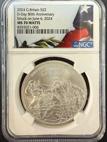 2024年 GB 1オンス シルバー ?2 80周年記念 D-Day MS-70 NGC (マット) ロット2