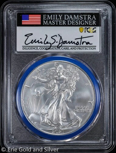 2021-W バーニッシュド タイプ2 $1 アメリカン シルバー イーグル PCGS SP 70 | ファースト ストライク ダムスト
