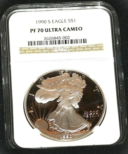 1990 S アメリカン シルバー イーグル NGC グレード PF 70 ウルトラカメオ